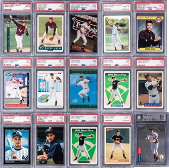 1992/93 Topps & Assorted Brands Derek Jeter BGS/PSA-Graded Rookie Card Collection (15 Different) Featuring SP Foil BGS NM-MT+ 8.5 Example!